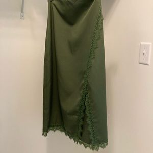 Green Midi Skirt with Lace💚